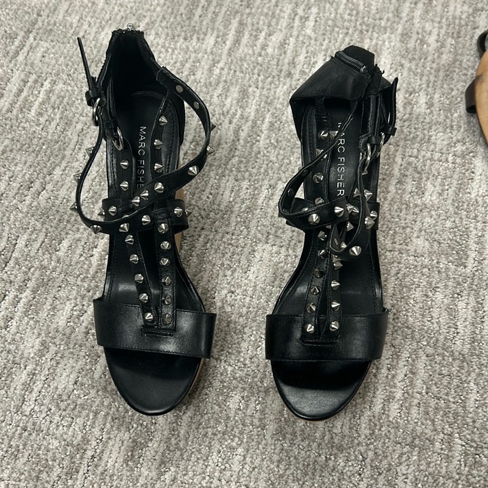 Marc Fisher strappy wedges with studs